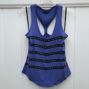 Royal blue embellished racerback tank top by Bebe